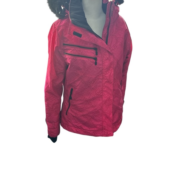 Body Glove Pink and Black Snow Jacket Women’s size Medium with Faux Fur Hood - Picture 2 of 16